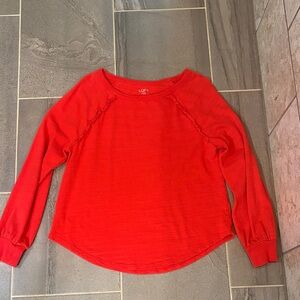 LOFT Vibrant Red Long Sleeve Blouse